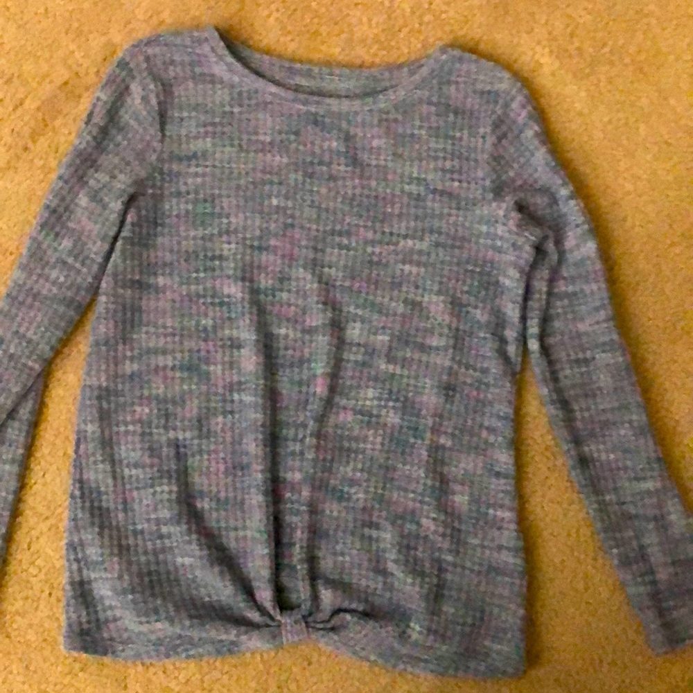 Girls size large Cat and Jack long sleeve “Front knot” waffle knit shirt